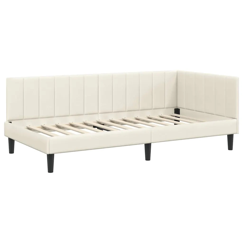 Cornice del letto ad angolo Crema 90 cm x 190 cm Velluto 42016345