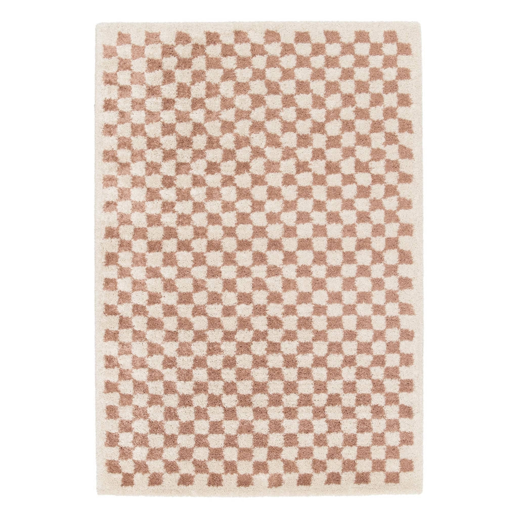 Tappeto shaggy per interni 80x150cm a scacchiera rosa antico i sweeek