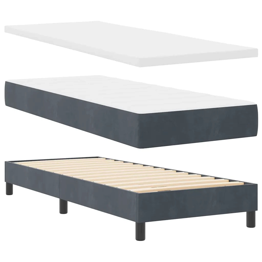 Letto a molle con materasso Grigio scuro 200 x 80 cm Poliestere
