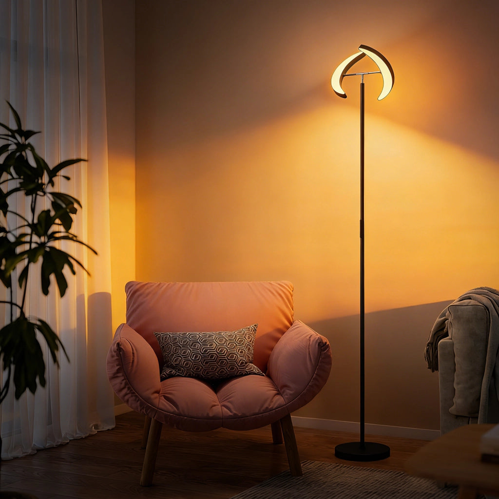 Lampada da Terra Dimmerabile con Telecomando e Doppia Testa Girevole ¨C zephmum ¨C Nero 2700K-6000K