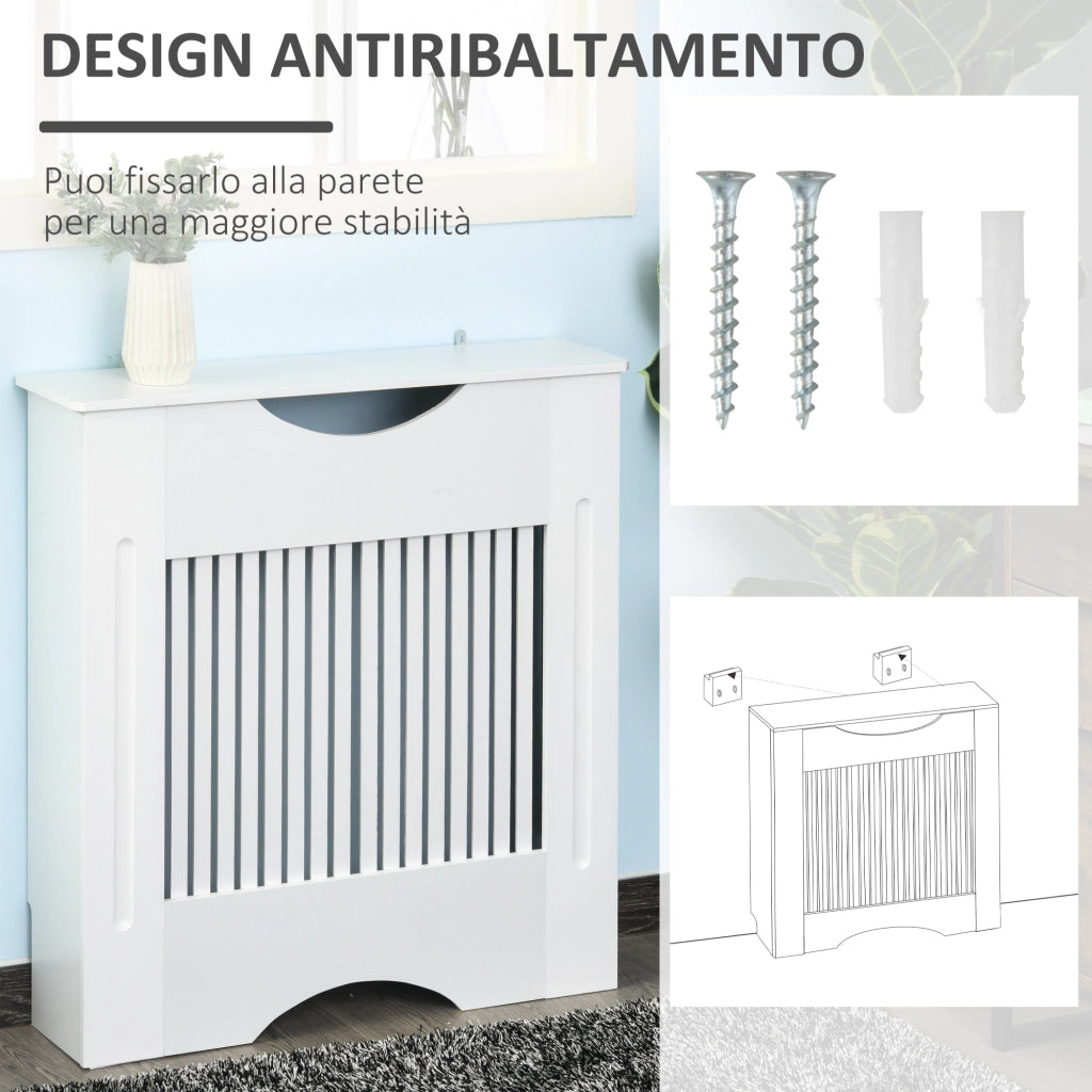 Copritermosifone Bianco in MDF con Piano ¨C zephmum ¨C 78x19x82 cm
