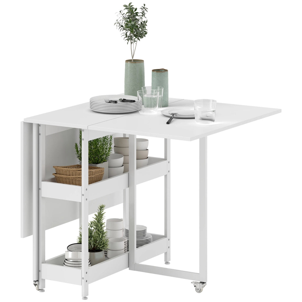 Tavolo Pieghevole ¨C Minimal ¨C Bianco, Legno e Metallo, 133.4x80x75 cm