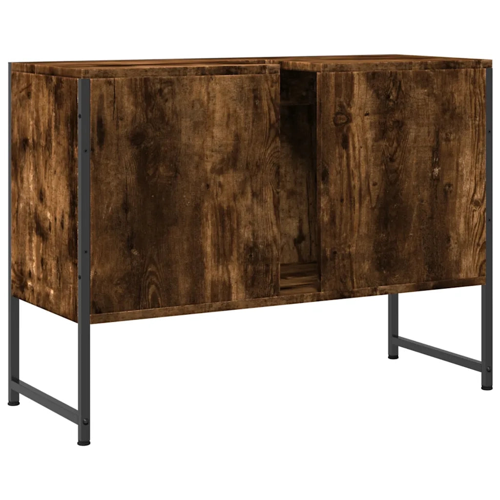 Mobile Lavabo Bagno-Armadietto da bagno Rovere Fumo 60x30x60 cm Legno Multistrato 714799