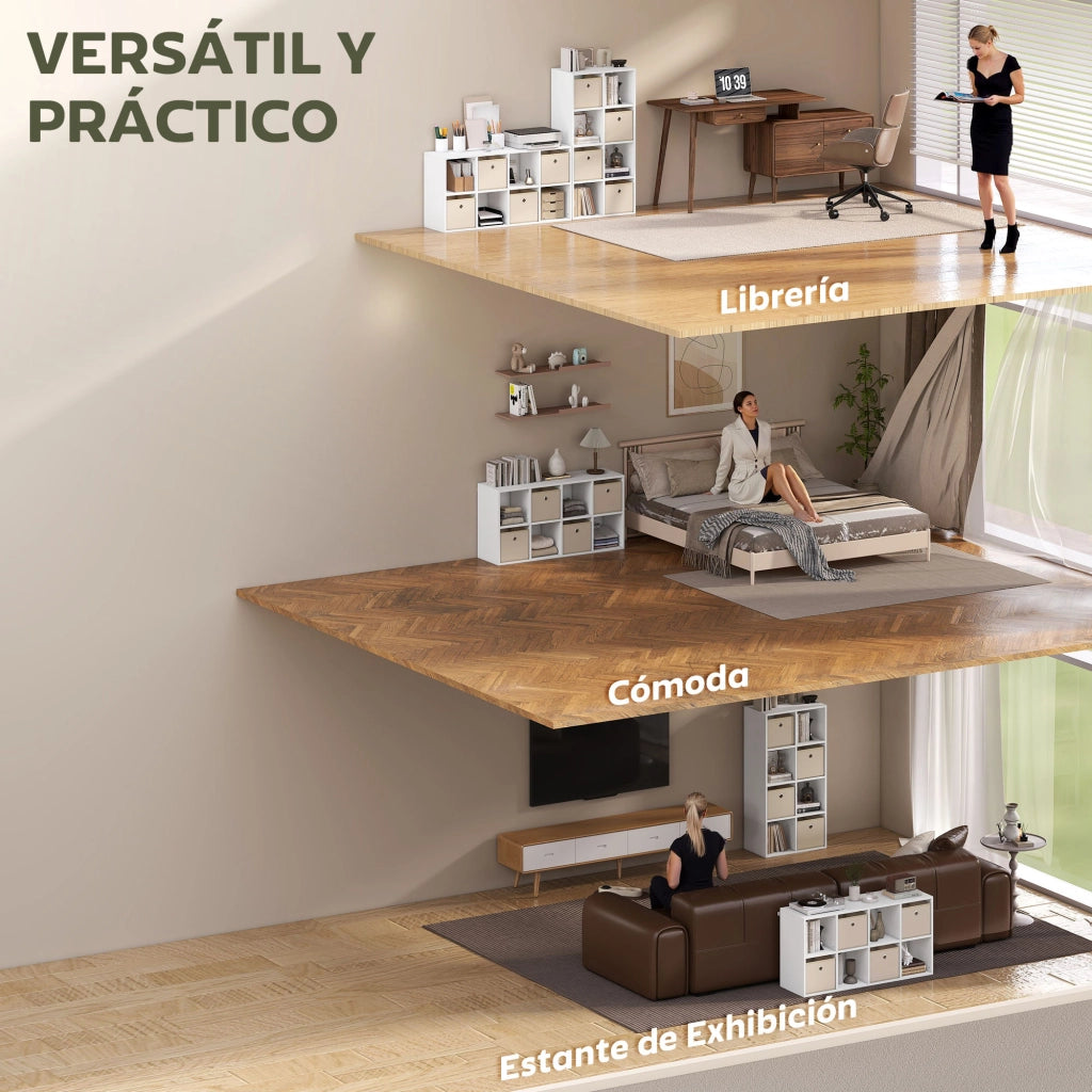 Libreria con cassetti e ripiani ¨C Minimal ¨C 105,9x30x53,7 cm bianco e beige