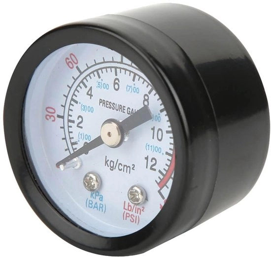 Manometro per compressori - Drukmeter per compressori - Nero - 0-180 PSI - Adatto per compressori a vite e compressori a pistone