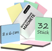32 magneti descrittivi - 8 x 6 cm (dimensione L), 4 colori - magneti per whiteboard, etichette magnetiche per frigorifero, whiteboard, Scrum & Kanban
