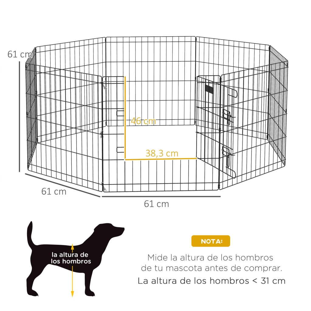 Recinto per Cani 8 Pannelli 61x61 cm ¨C Minimal ¨C Nero
