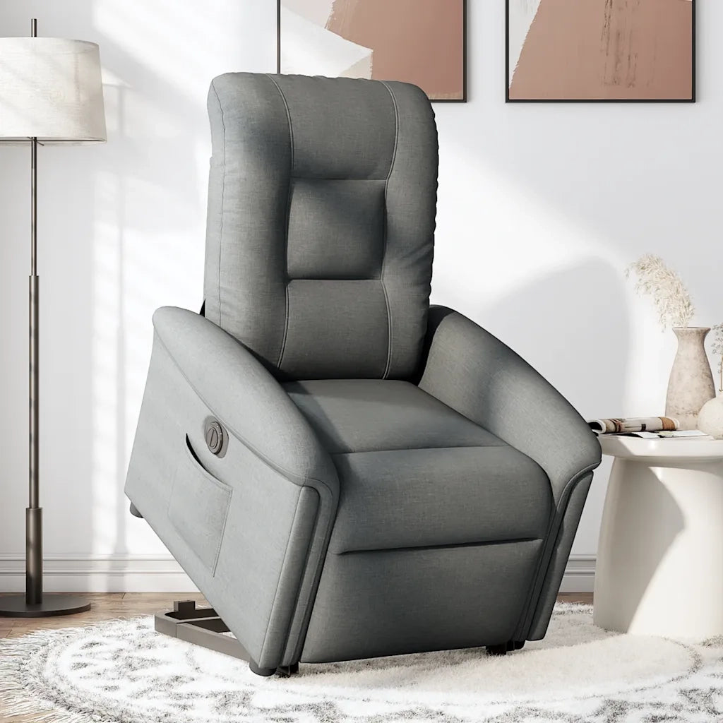 Poltrona | Sedia Relax Alzapersona Reclinabile Elettrica Grigio Scuro Tessuto