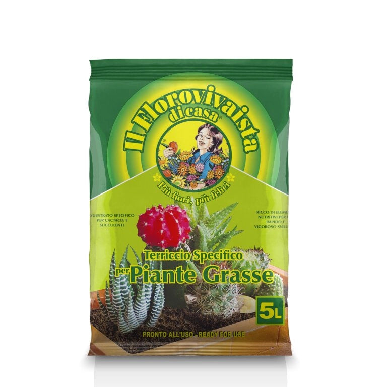 TERRICCIO PER PIANTE GRASSE SPECIFICO PER CACTACEE E PIANTE SUCCULENTE – 5 LT