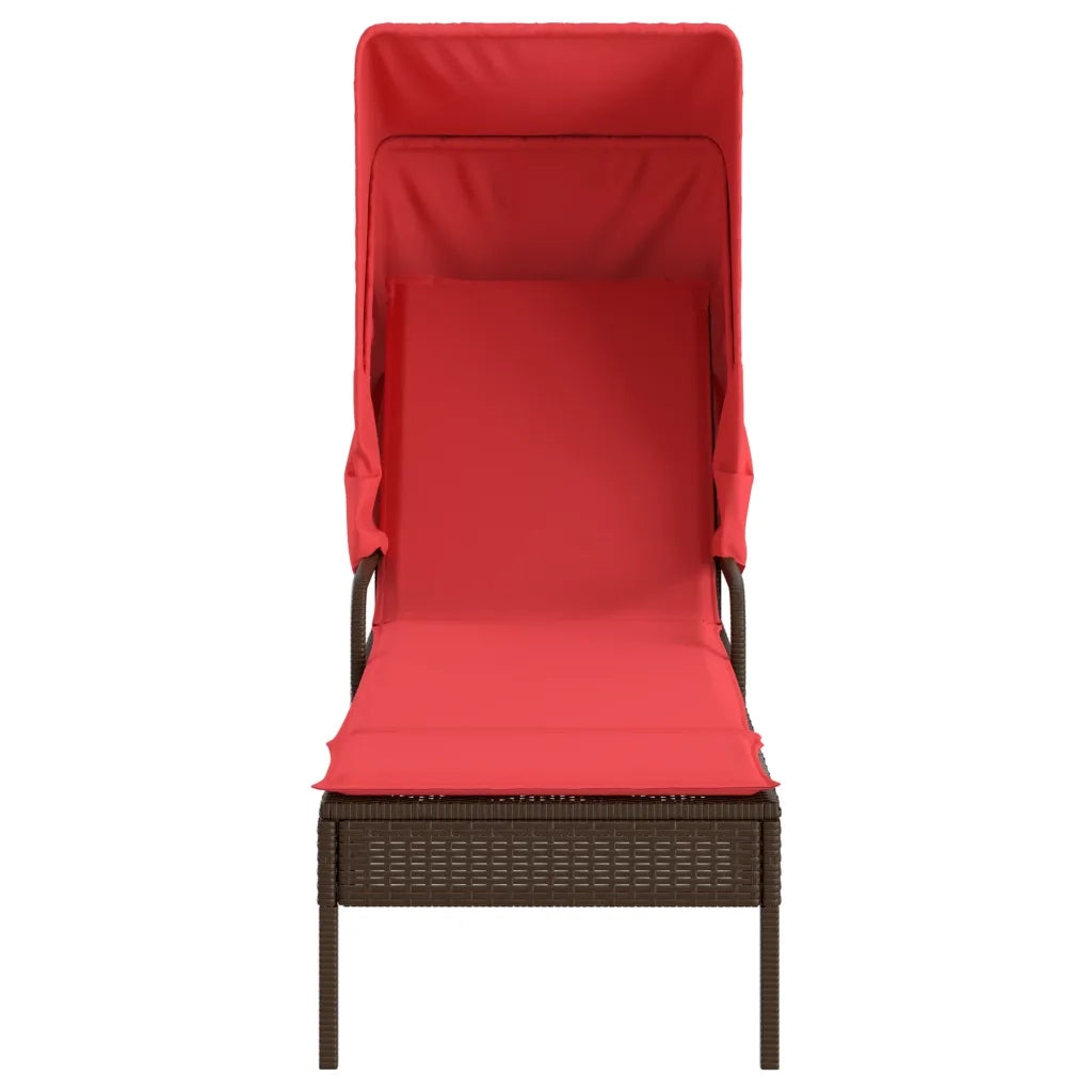 Lettino prendisole con baldacchino in Polyrattan Marrone 368194