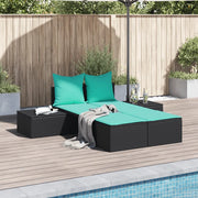 Lettino prendisole doppio con Cuscini in Polyrattan Nero 368397