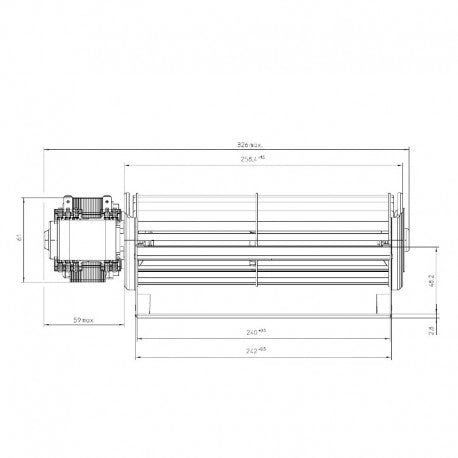 Ventola tangenziale EBM QLN65/0024A59-3025LH-81 Motore Sinistro