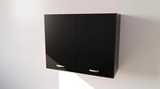 Pensile Cucina  in Legno Nobilitato Nero, Mobile Alto con 2 Ante, Pensile Componibile Moderno Made in Italy (H72XL70XP33cm)