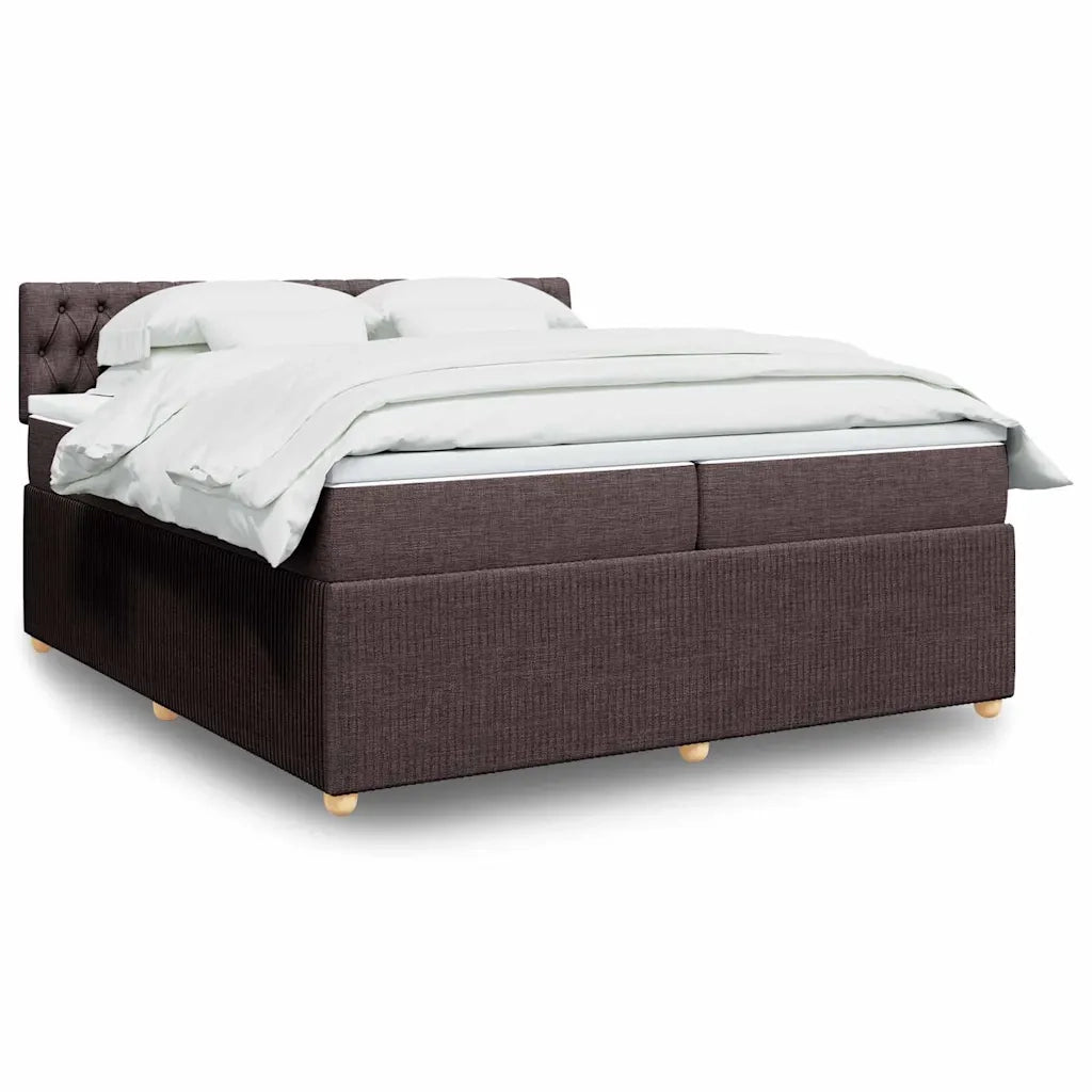 Giroletto a Molle con Materasso Marrone Scuro 200x200cm Tessuto 3287573