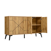 Madia con 4 ante a pressione e 4 scomparti; per soggiorno o cucina; colore naturale; 120 × 35 × 69 cm