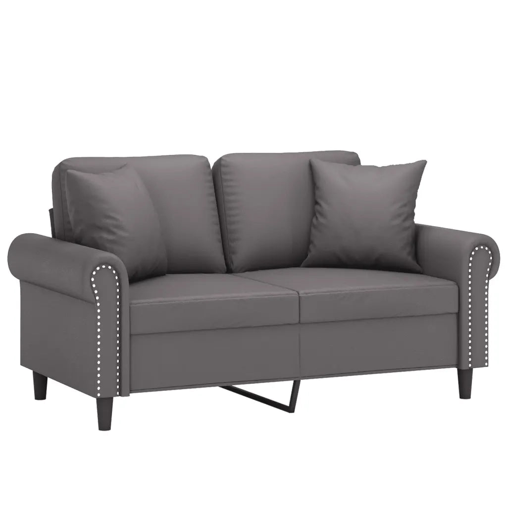 Divano a 2 Posti con Cuscini Grigio 120 cm in Similpelle 3200927