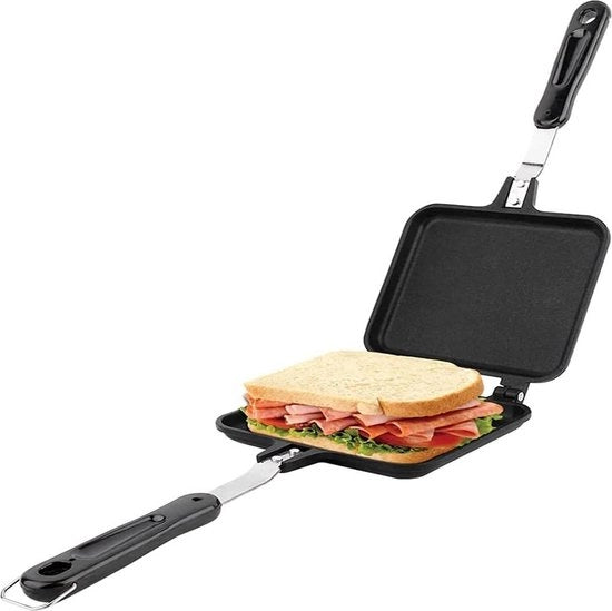Piatto quadrato bifacciale antiaderente multifunzionale per uova, sandwich e omelette