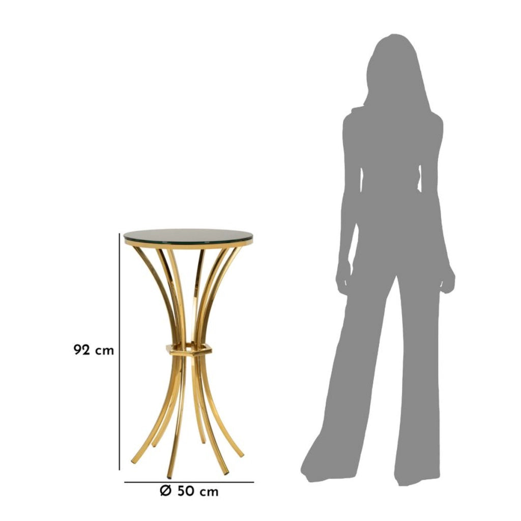 Tavolino VKH879, Oro, Vetro, 50x50x92 cm