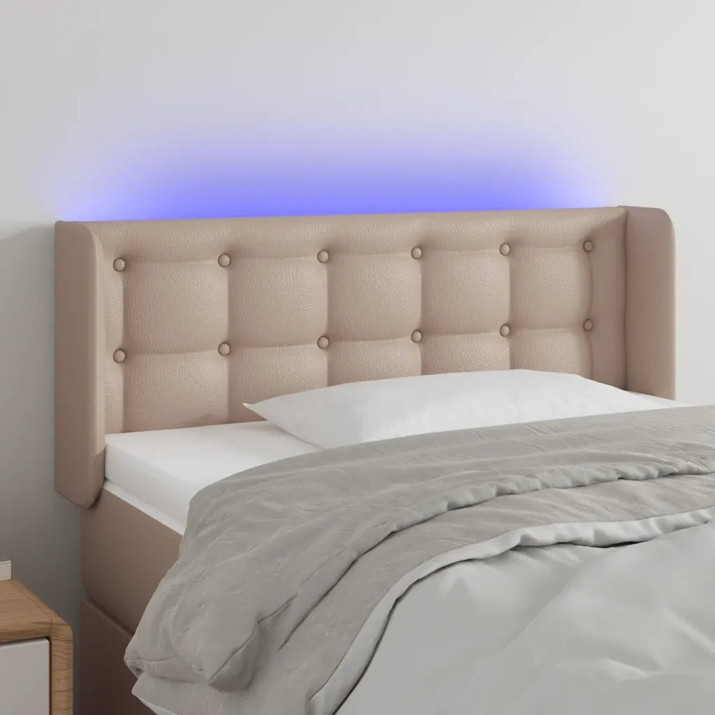 Testiera | Testata Cappuccino a LED 103x16x78/88 cm in Similpelle