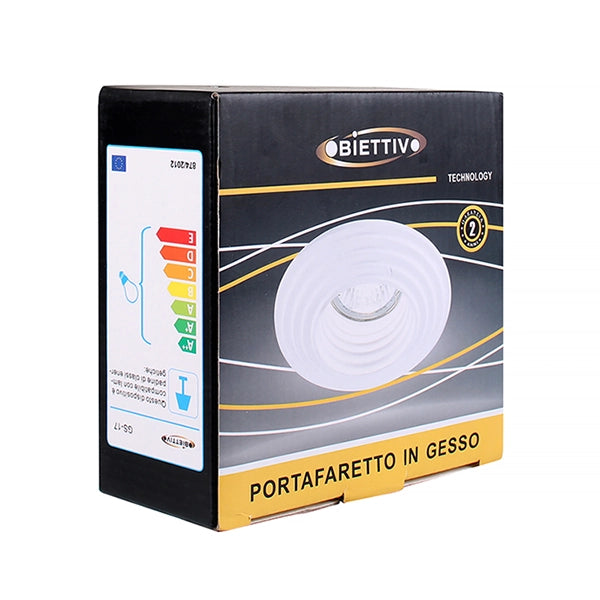 PORTAFARETTO GU10 TONDO DA INCASSO IN GESSO BIANCO VERNICIABILE - DESIGN ELEGANTE PER CONTROSOFFITTI MODERNI
