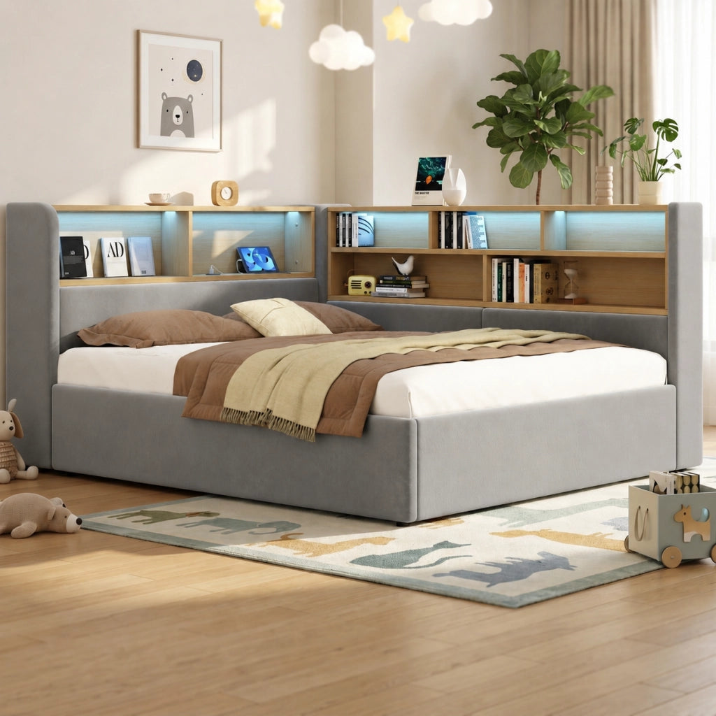 letto imbottito velluto grigio 140 x 190 cm