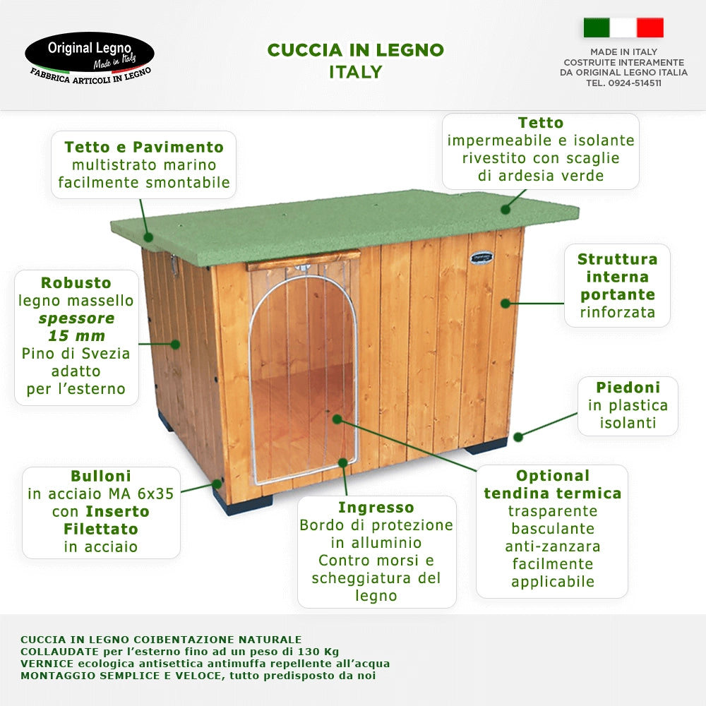 CUCCIA IN LEGNO DA ESTERNO MODELLO ITALY D-PASTORE CON "TENDINA OMAGGIO" L.102 x P.88 x H.78