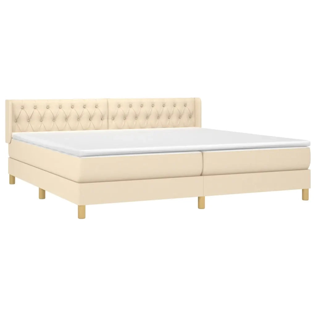 Giroletto a Molle con Materasso Crema 200x200 cm in Tessuto
