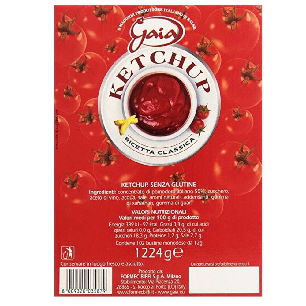 Gaia ketchup multipack 5 confezioni 510 bustine da 12 grammi