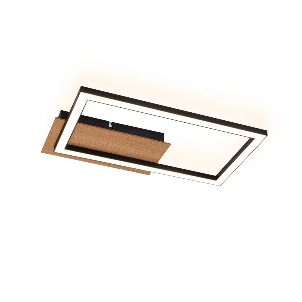 ZMH Lampada da soffitto plafoniera LED rettangolare nera retrò 3000K per camera letto