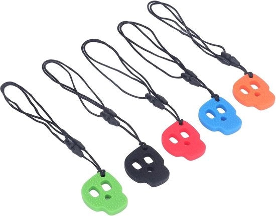 Chewing Chain per Bambini con Autismo - Strumenti per l'Oralità Motoria Sensoriale - 5 Pezzi - Facili da Pulire - Silicona di Grado Alimentare - Utilizzo Versatile .