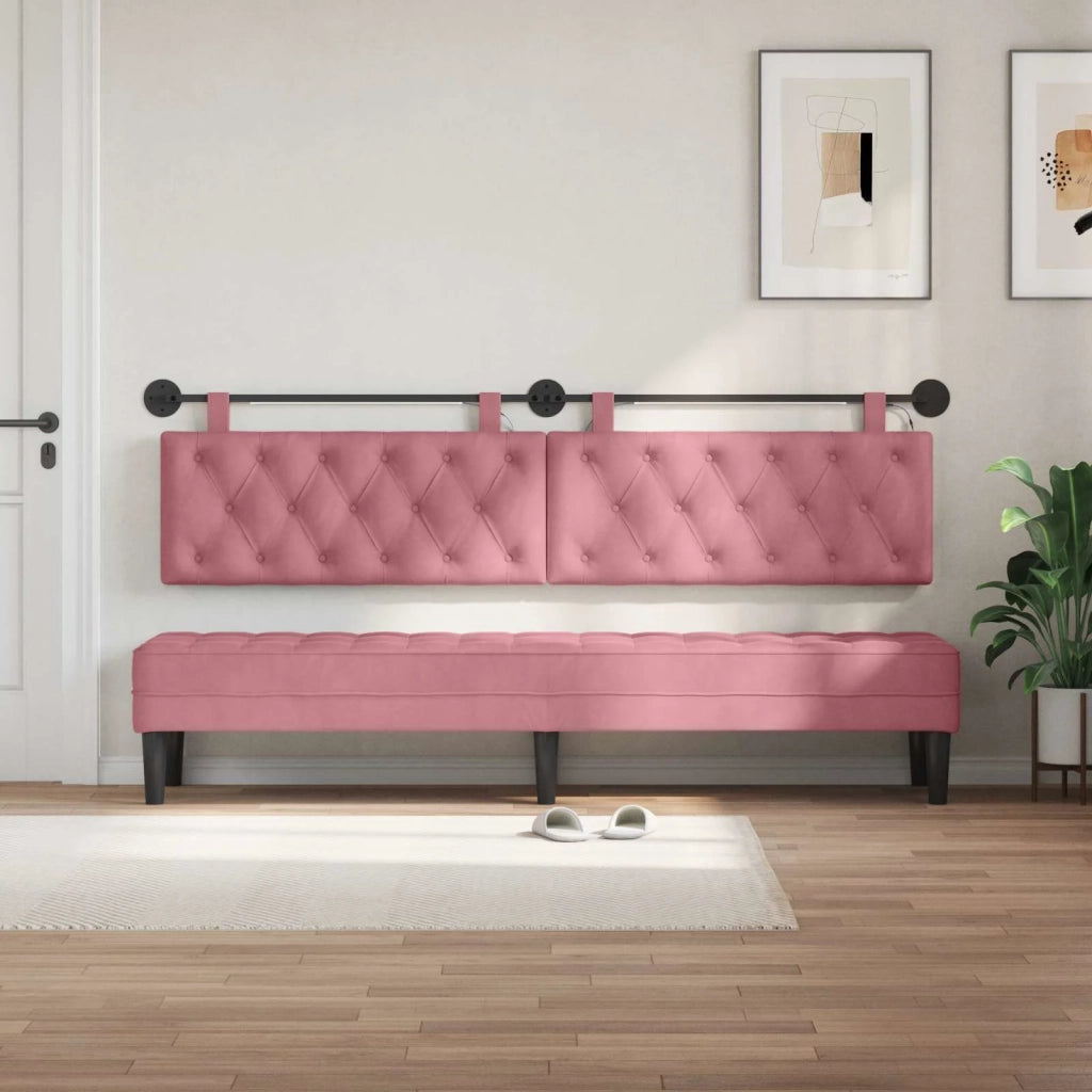 Testiera sospesa Con luce LED Rosa Velluto 3424725