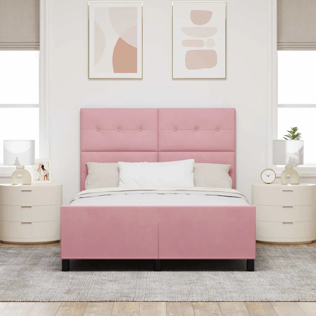 Letto a molle con testiera Rosa 160 x 200 cm Velluto 3344956