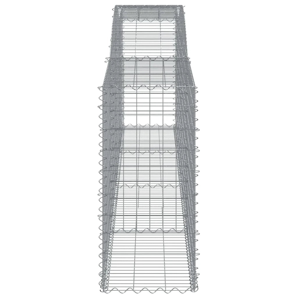 Cestini gabbioni recinzione a gabbia muro di contenimento ad arco 5 pezzi 400 x 50 x 100/120 cm ferro zincato argento 02_0040938
