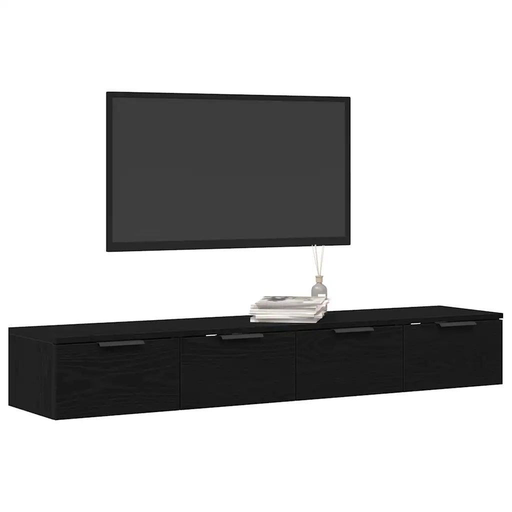 Mobile a muro con cassetto 2 pcs Rovere Nero 68 x 30 x 20 cm 3333074