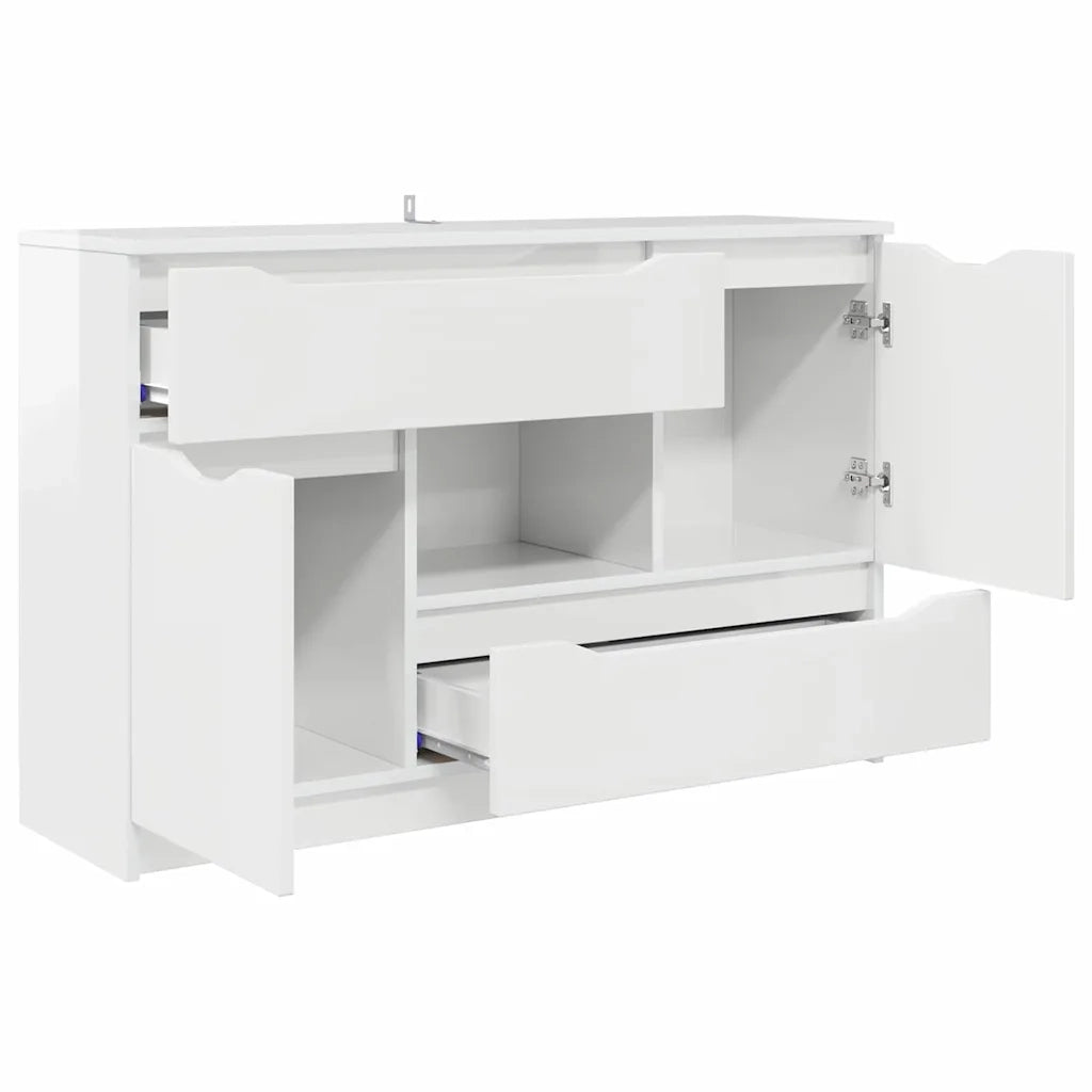 Credenza-Buffet-Armadio da cucina Bianco Lucido 100 x 30 x 65,6 Legno multistrato