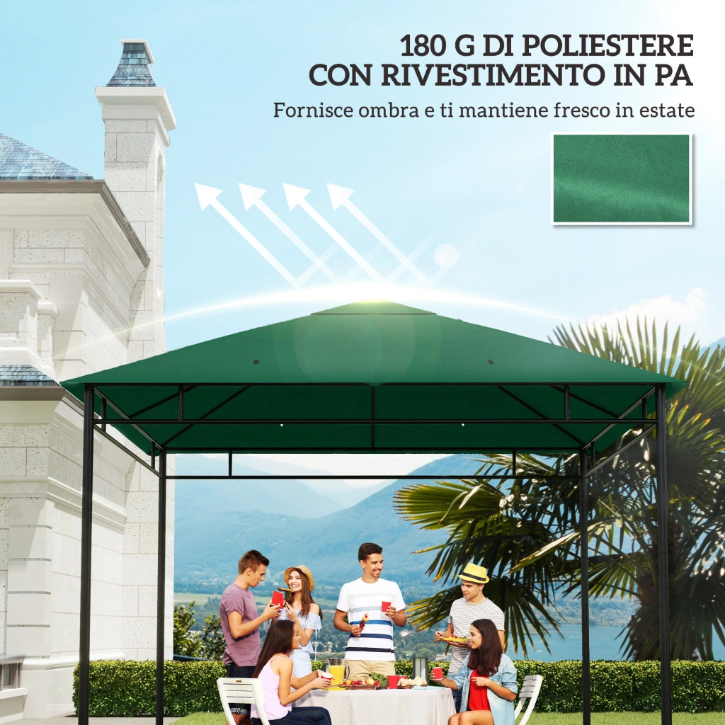 Tetto di Ricambio per Gazebo da Giardino ¨C Xylo ¨C 3x3m Poliestere Verde