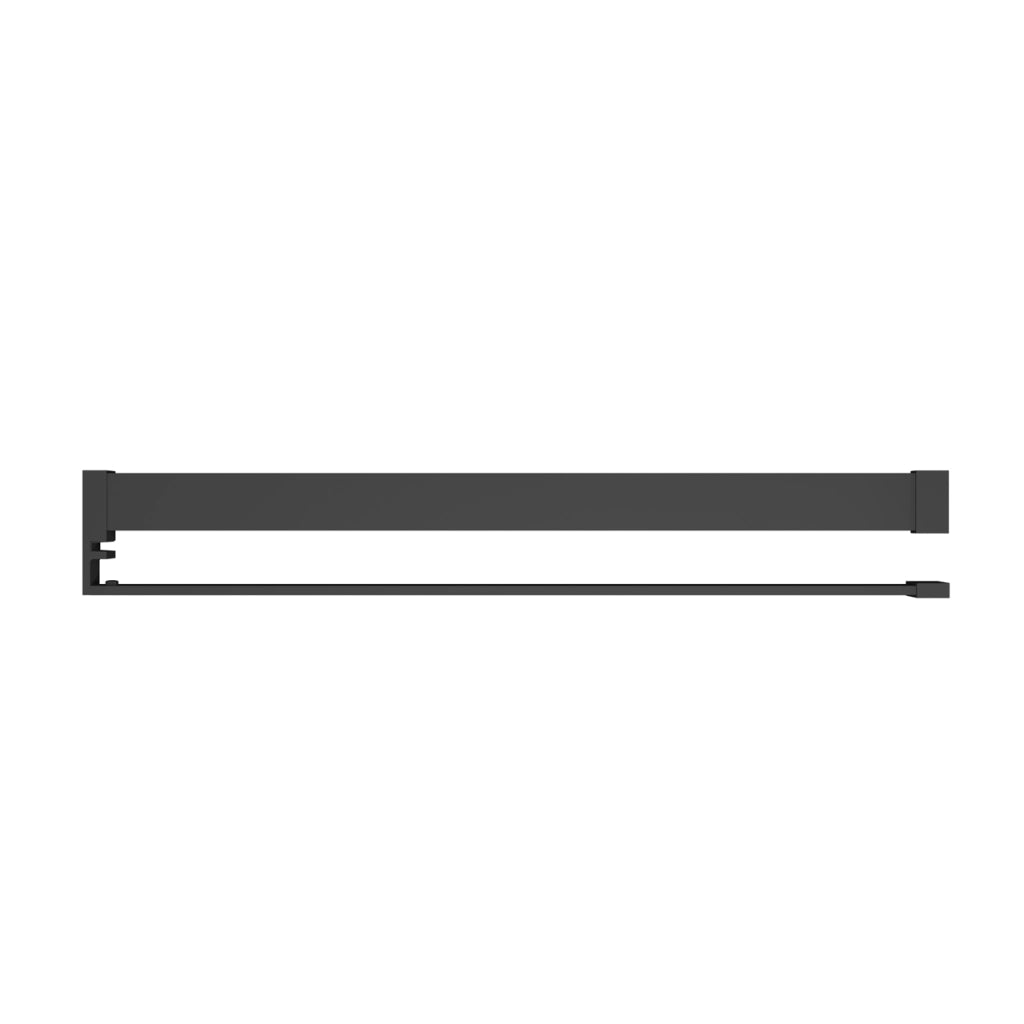 Mensola Doccia per Parete Doccia Walk in 90 cm Alluminio Nero Opaco Porta-asciugamani Adattabile Vetro da 8 mm