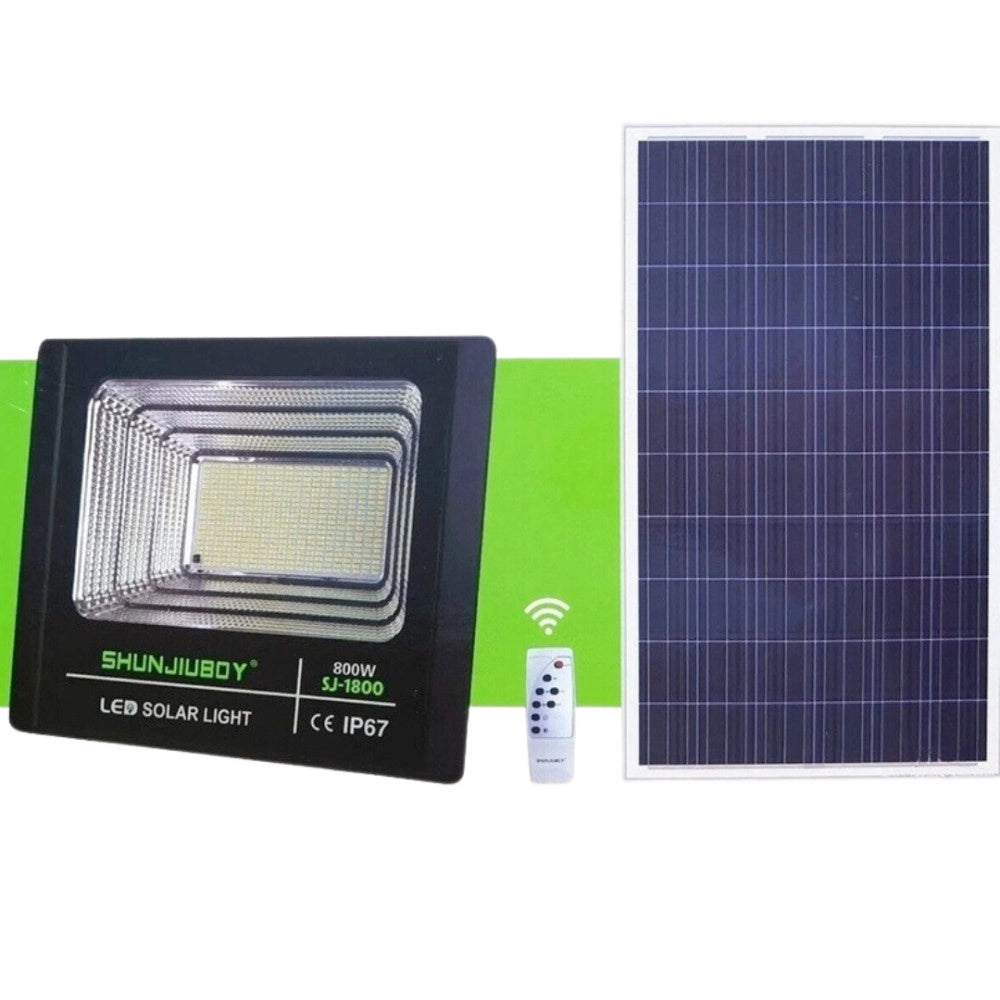 Trade Shop - Faretto Led Esterno Con Pannello Energia Solare 800 W Batteria 12 Ore Faro Ip67 -
