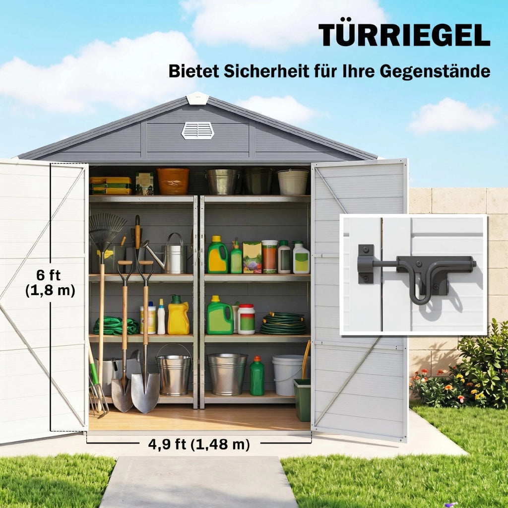 Casetta da giardino in plastica e metallo ¨C Minimal ¨C Grigio 240x190x180