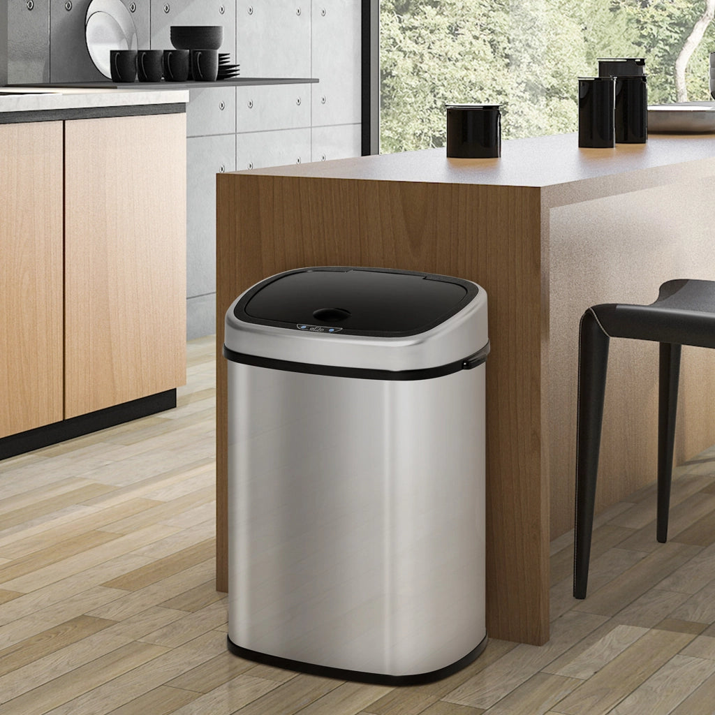 Bidone con sensore 48L ¨C zephmum ¨C acciaio inox argento