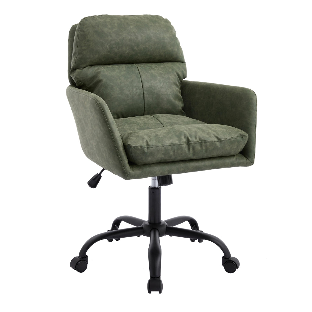 Sedia da Ufficio ¨C MINIMAL ¨C Ecopelle Nera, Altezza Regolabile, Verde