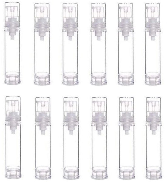 Bottiglie di pompa a vuoto senza sfere - Lattine per crema riutilizzabili - 12 pezzi - Ideali per viaggi - Perfette per cosmetica - 10ML e 15ML