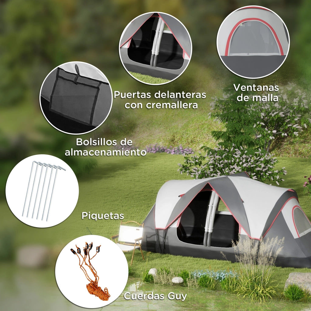 Tenda da Campeggio Pieghevole 2 Stanze ¨C Zephmum ¨C Grigio 450x215x180 cm