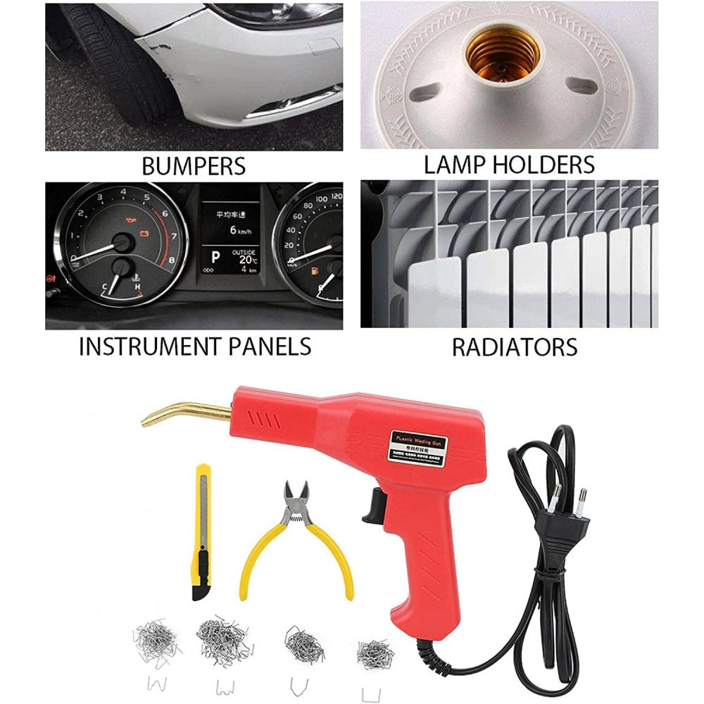Trade Shop - Pistola Saldatore Saldatrice Per Plastiche Auto Paraurti 50w Con Kit Riparazione -