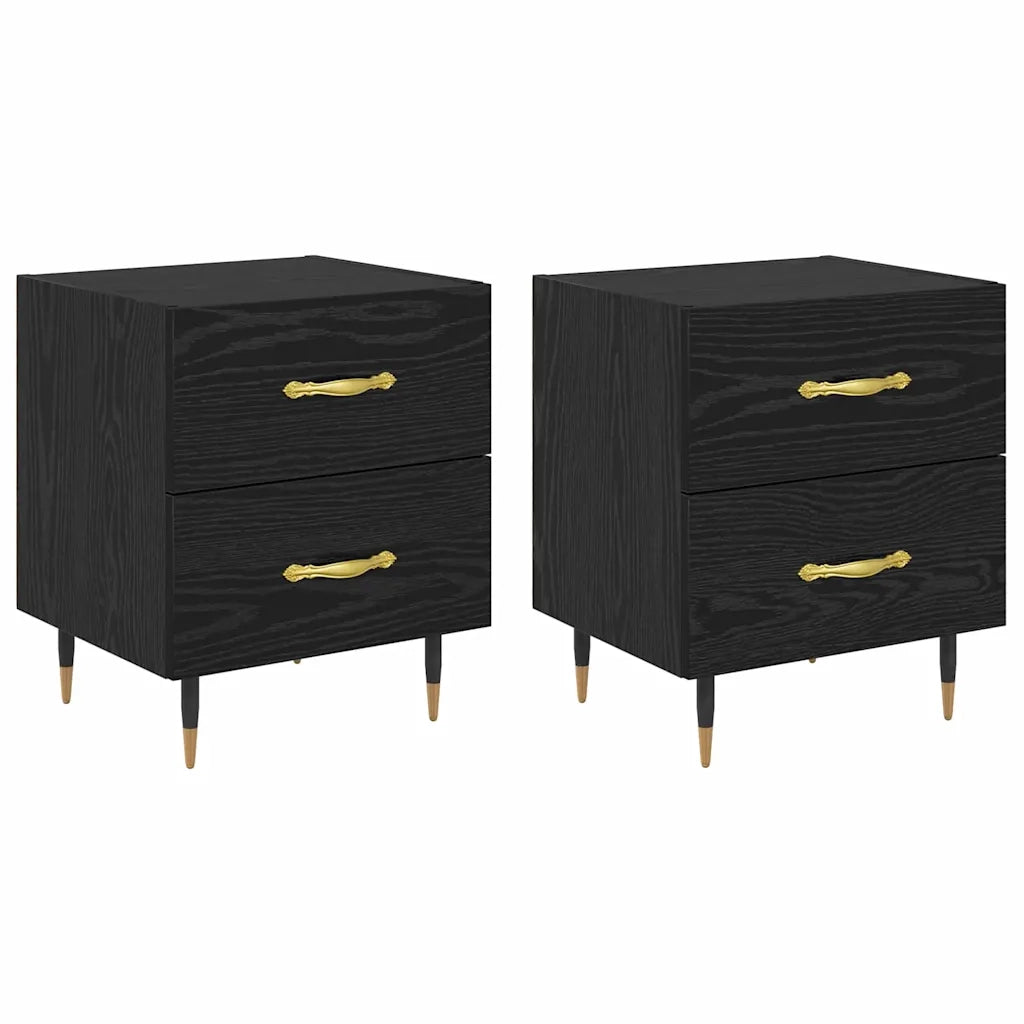 Armadio da Notte 2 pcs Rovere Nero 40 x 35 x 47,5 cm 881982