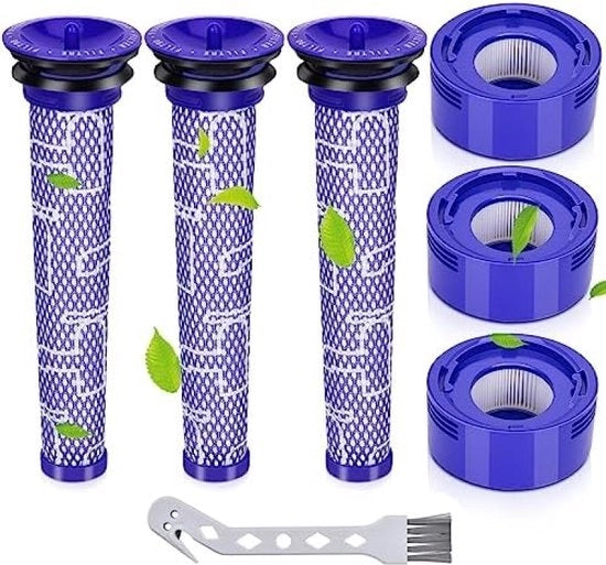 Filtro per aspirapolvere per Dyson, V8 aspirapolvere, V7 Absolute Animal Motorhead, 3 filtri HEPA, 3 prefiltrati, sostituzione pezzo Lavabile e riciclabile