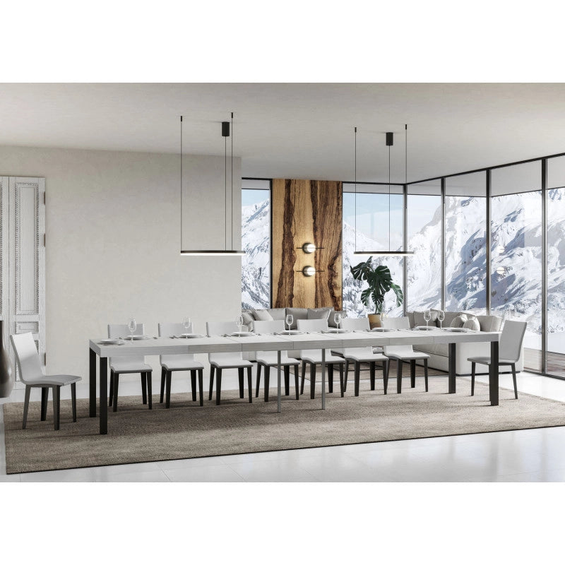 Tavolo allungabile 200/460x90 cm Everyday Premium telaio Antracite - Bianco Frassino