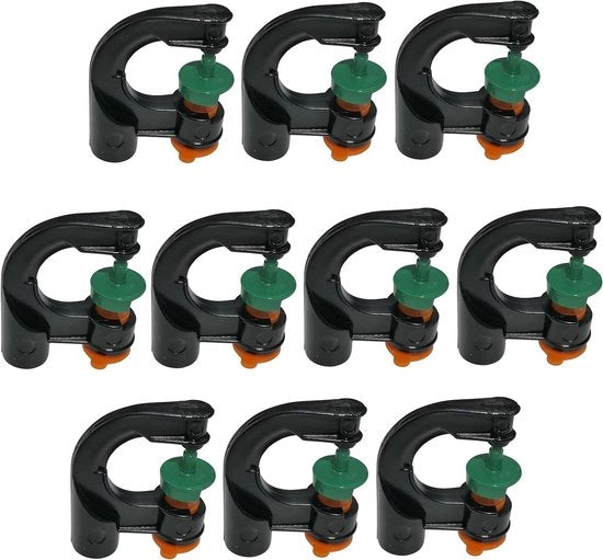 Set di 10 microaspiratori a 90° - Debite 40 l/h - Copertura 3 m² - Sistema di irrigazione - Rilevamento automatico dell'umidità - Materiale plastico - Irrigazione per giardini.