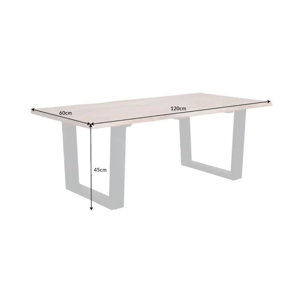 Tavolino basso ARKAYA 120 cm in legno di acacia massiccio con gambe in metallo nero a forma di U