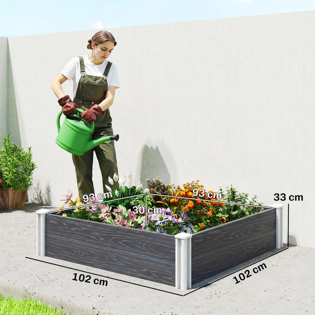 Letto da Giardino in Vinile con Fondo Aperto e Design a Incastro, 102x102x33 cm, Grigio Scuro